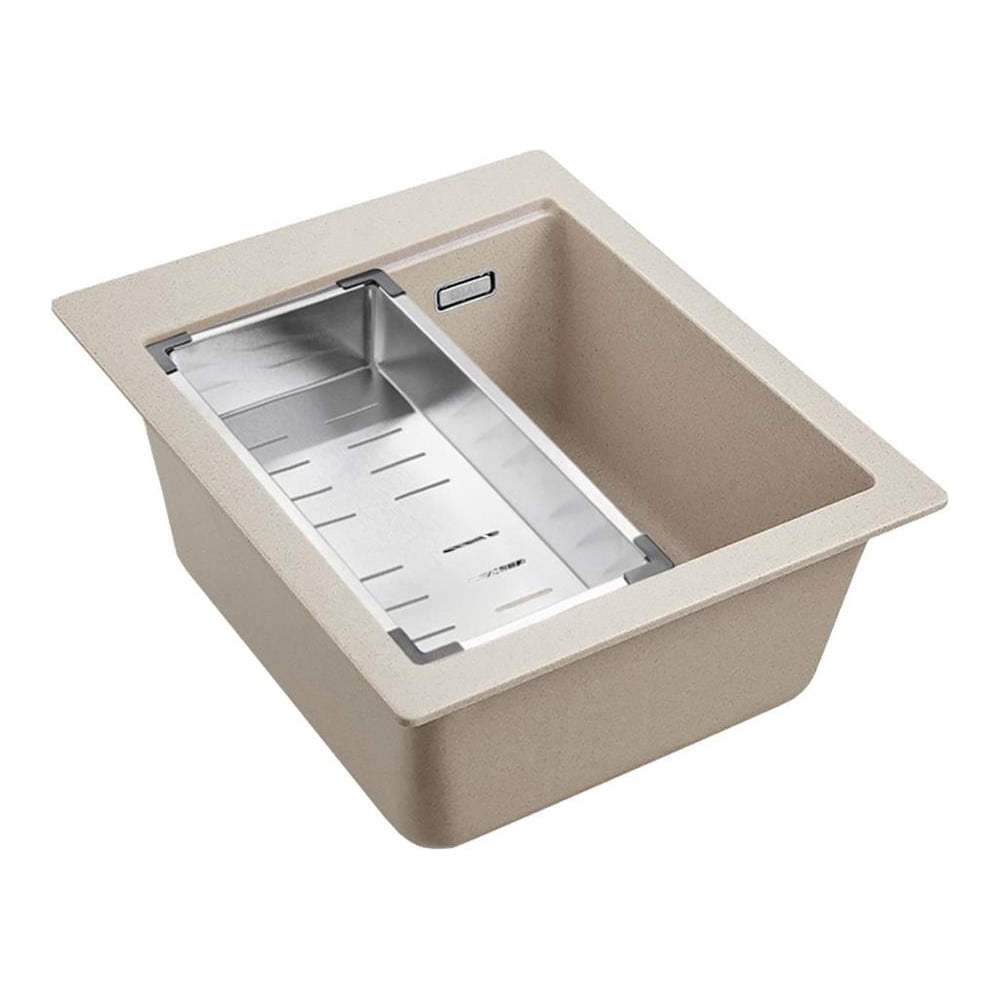 Изображение товара Гранитная мойка EMAR EMQ-1420.Q Берилл, врезная, прямоугольная, матовая, с сифоном