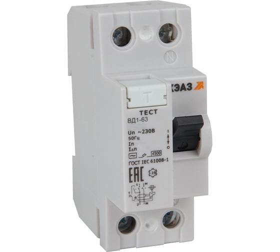 Изображение товара Выключатель дифференциального тока без защиты от сверхтоков КЭАЗ ВД1-63-2232-АС-УХЛ4 2P, 32, 30mA, электронное 318460