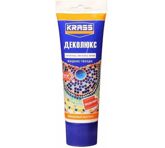 Изображение товара Клей жидкие гвозди для ремонтных работ KRASS ДЕКОЛЮКС невидимый монтаж, 0,28 л, прозрачный ЛА-00004293