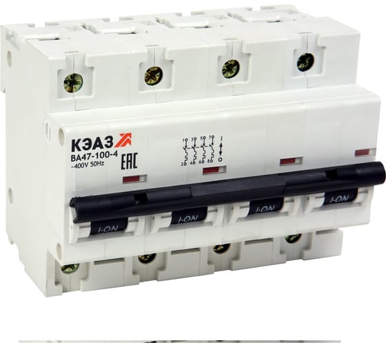 Изображение товара Выключатель автоматический модульный КЭАЗ ВА47-100-4C125-УХЛ3 (10кА)-КЭАЗ 3 шт 318179