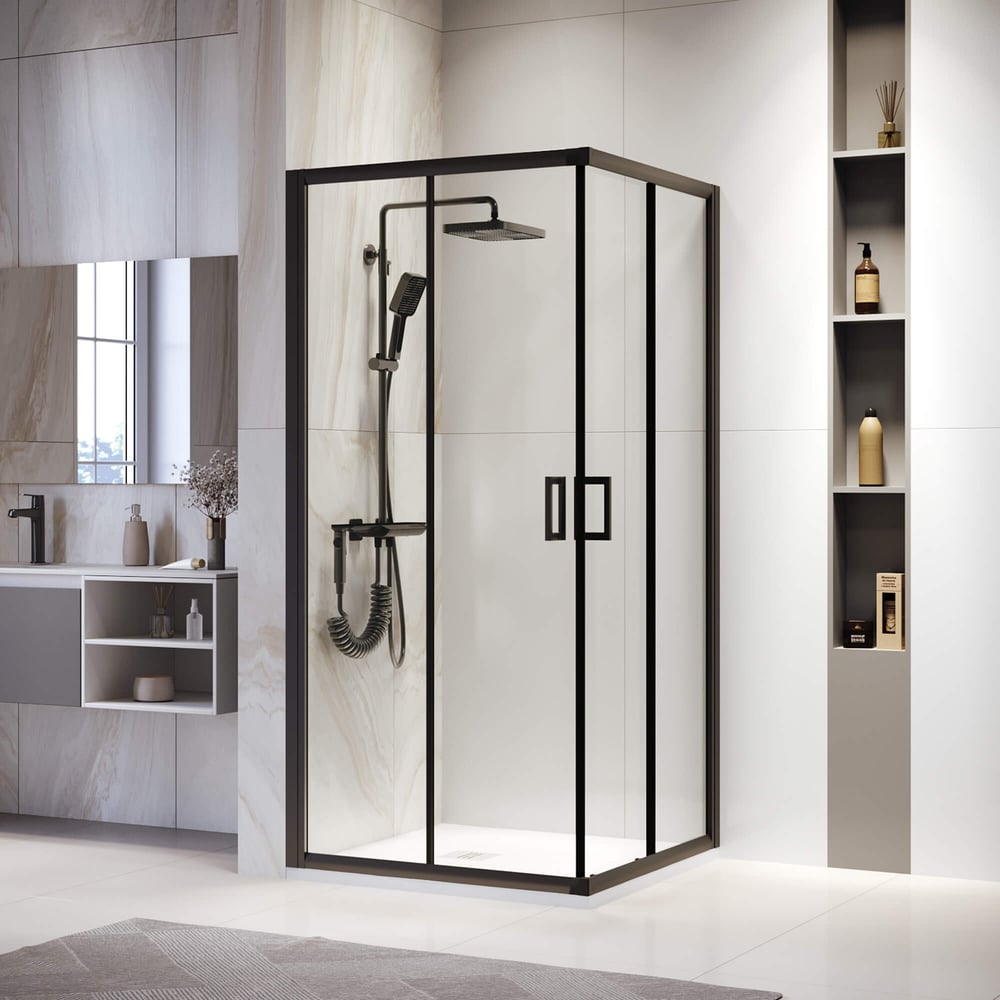 Изображение товара Душевой уголок RGW 100х100х195 см PA 39B, квадратный, черный, прозрачное стекло