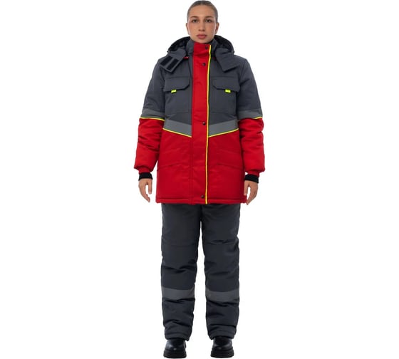 Изображение товара Костюм женский утеплённый Уралспецзащита Северная широта куртка + полукомбинезон, красный/серый, р-р 44-46/194-200 з43-кпк-жен-кр-44-194