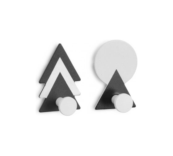 Изображение товара Крючки Kleber из нержавеющей стали, MOUNT FOREST чёрно-белые, на липкой ленте, 2 шт. в уп. KLE-MF-44WB