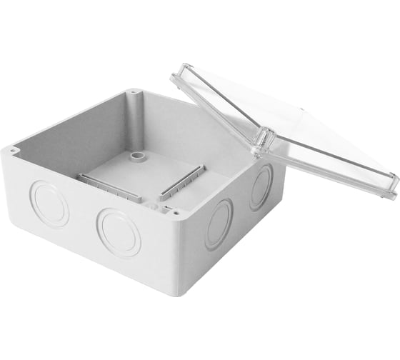 Изображение товара /KP-1515-TG - Распределительная коробка с перфорацией под выдавливание с прозрачной крышкой IP54 150x150x70мм KLR 02415150