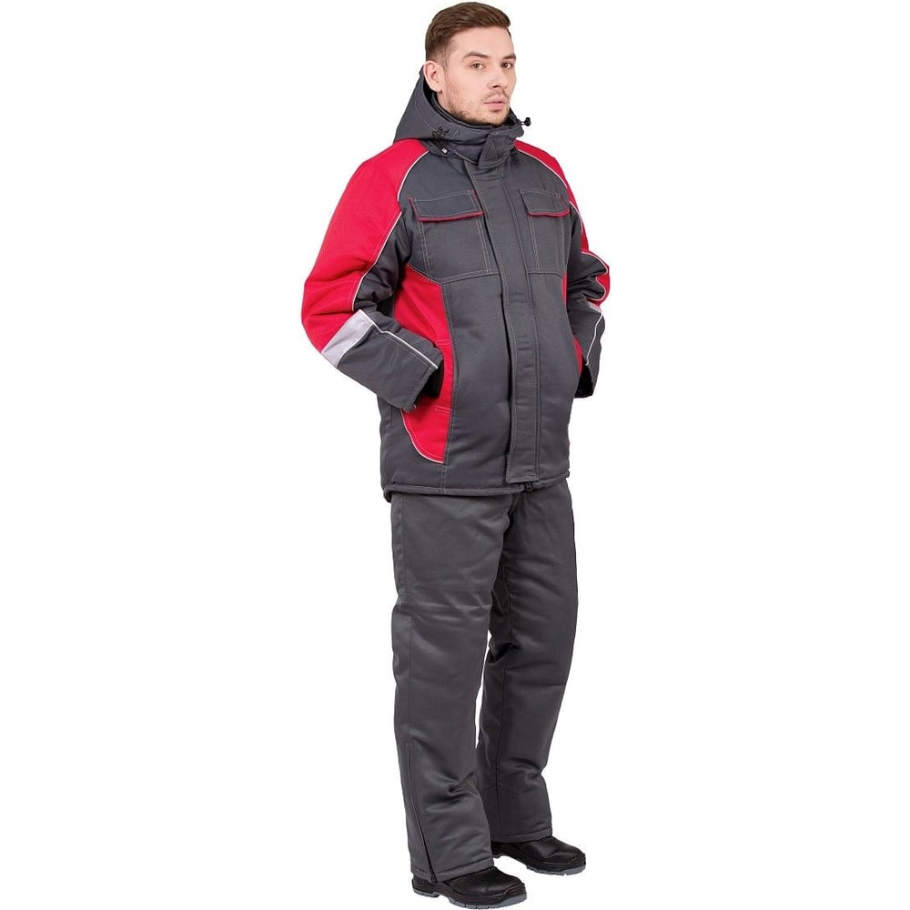 Изображение товара Зимняя мужская куртка эксперт Страйк серый красный 52-54 утеплитель синтепон