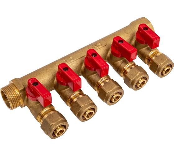 Изображение товара Коллектор с шаровыми кранами SMT 3/4х16х5, 5 выходов 1822Н051605
