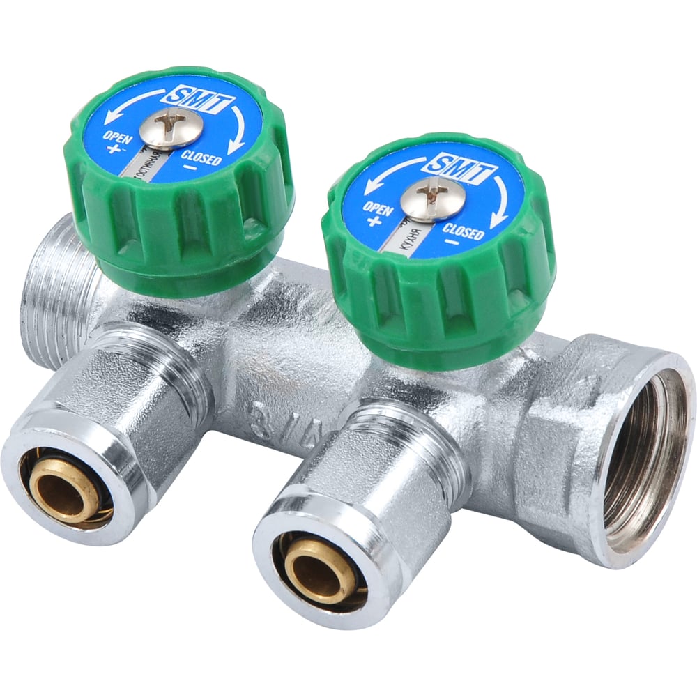 Коллектор с кранами SMT 3/4х16х2, 2 выхода, хром 1875CH051602-27