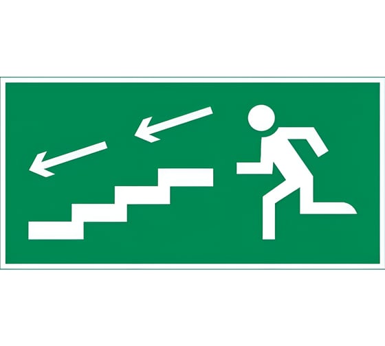Изображение товара Пиктограмма VARTON "ПО ЛЕСТНИЦЕ ВНИЗ ВЛЕВО" 180x90мм для аварийно-эвакуационного светильника Compact V5-EM04-60.004.038