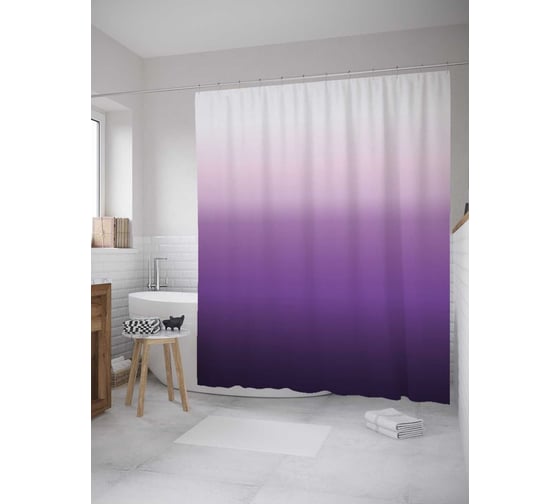 Изображение товара Штора (занавеска) для ванной JoyArty "Фиолетовый градиент" из сатена, 180х200 см с крючками, sc_8604