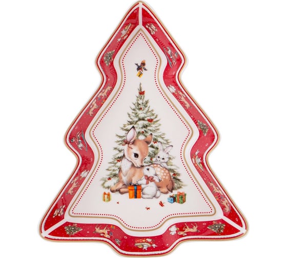 Изображение товара Блюдо Lefard С НОВЫМ ГОДОМ В ФОРМЕ ЕЛКИ 25x21x4 см, красное 85-2050