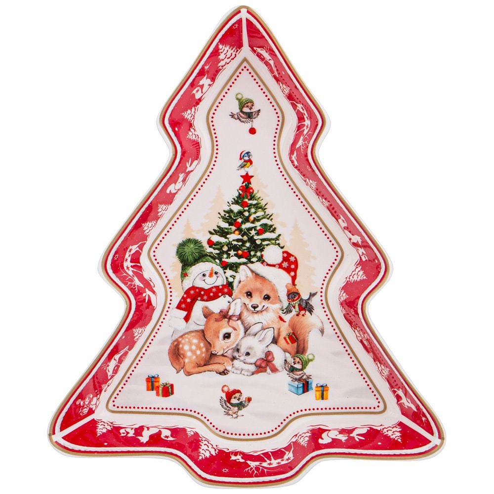 Изображение товара Блюдо Lefard Новогодняя елка 25x21x4 см, красное, фарфор, уникальный дизайн