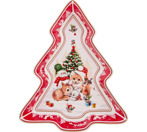 Изображение товара Блюдо Lefard С НОВЫМ ГОДОМ В ФОРМЕ ЕЛКИ 25x21x4 см, красное 85-1959