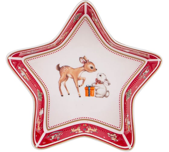 Изображение товара Блюдо Lefard С НОВЫМ ГОДОМ В ФОРМЕ ЗВЕЗДЫ 17.5x17.5x3.5 см, красное 85-1958