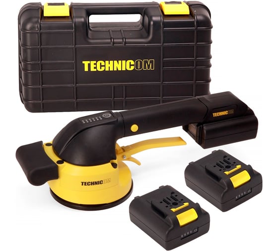 Изображение товара Виброприсоска для укладки плитки TECHNICOM аккумуляторная 16,8 В, 2000 мАч, 6 скоростей, чаш TC-P008