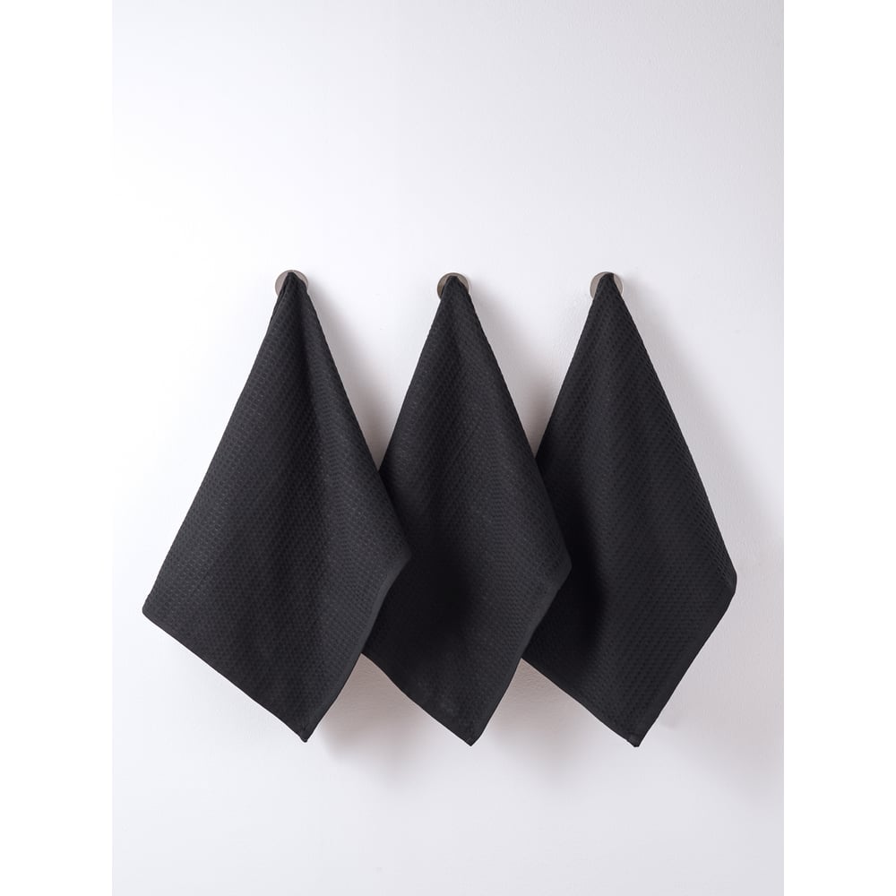 Изображение товара Вафельные полотенца Guten Morgen Diana Лавиния черный 48x70 см 3 шт набор