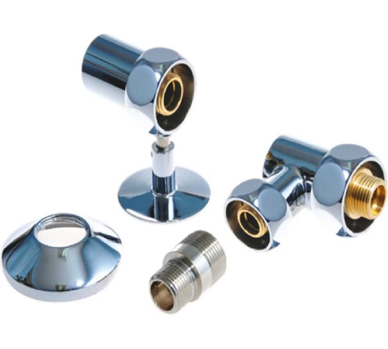 Изображение товара Комплект для полотенцесушителя SMT 3/4"ВРх1/2"НР, с экцентриком и отражателем SMT767SCH040504CN