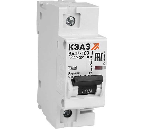 Изображение товара Выключатель автоматический модульный КЭАЗ ВА47-100-1D50-УХЛ3 (10кА)-КЭАЗ 12 шт 318098