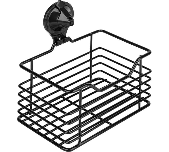 Изображение товара Полка 1-ая малая на присоске SAKURA, Air-lock BI-4043, 150x110x170 мм, BL, черный 037312