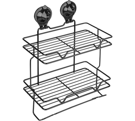 Изображение товара Полка 2-ая малая на присоске SAKURA, Air-lock BI-3113A2 BL, черный 037322