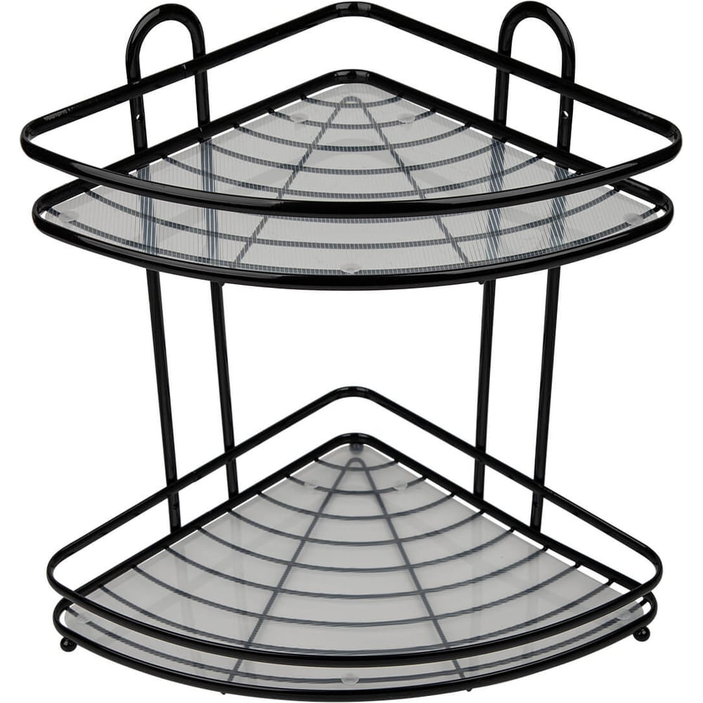Изображение товара Полка 2-ая угловая SAKURA HO-2214, 260х260х325 мм, черный матово-глянцевая