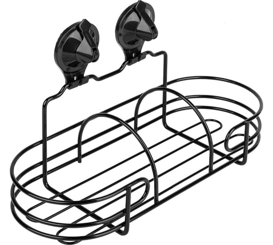 Изображение товара Полка 1-ая овальная на присоске SAKURA, Air-lock BI-3103A, 160x130x320 мм, BL, черный 037319