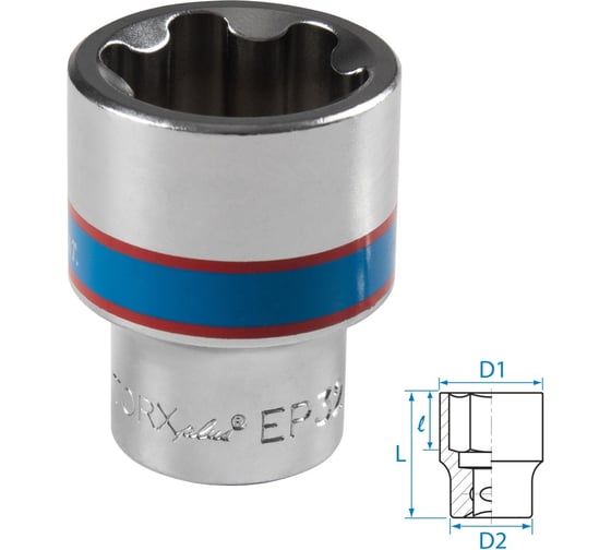 Изображение товара Головка торцевая KING TONY TORX Plus 1/2"DR, EP32, L = 45 мм 433E32M
