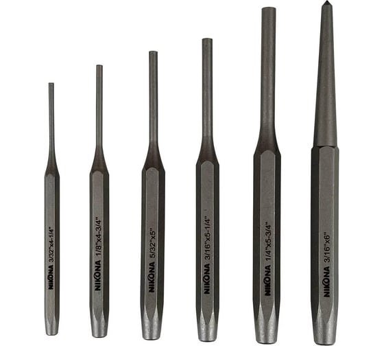Изображение товара Набор дюймовых выколоток с кернером NIKONA из Хр/B стали, 6 пр 31-455