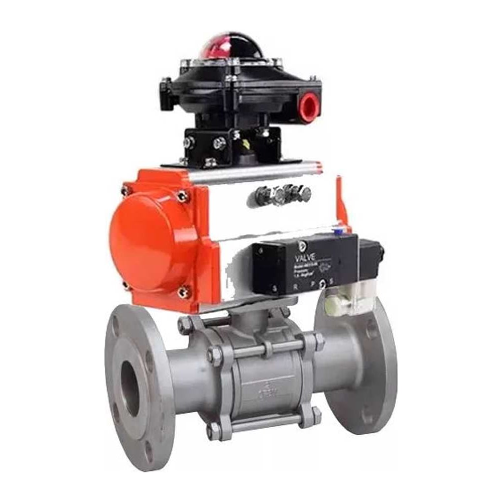 Изображение товара Шаровой кран DN.ru КШФПТ-ISO.316.180 Ду20 Ру40 с пневмоприводом и фланцевым соединением