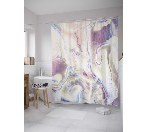 Изображение товара Штора (занавеска) для ванной JoyArty "Переливы цветного мрамора" из сатена, 180х200 см с крючками, sc_33998