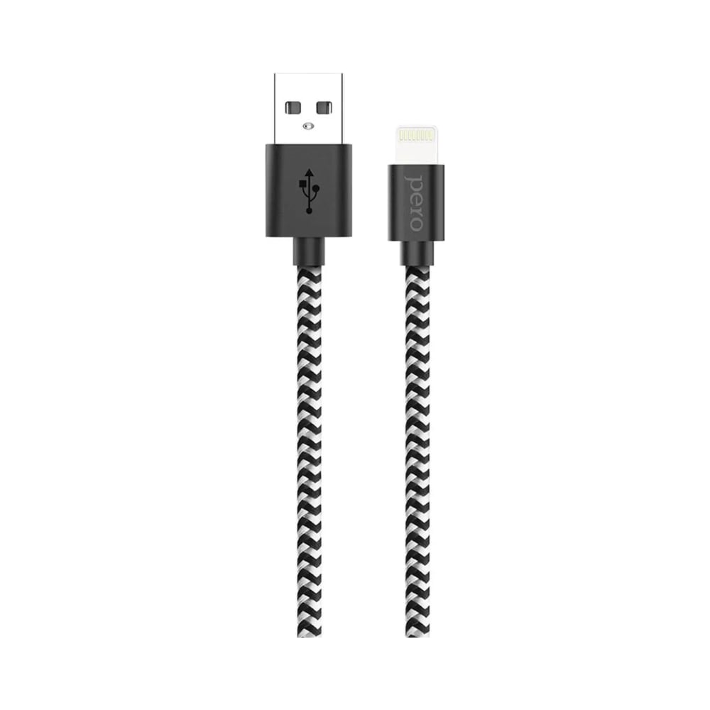 Дата-кабель PERO DC-04 8-pin Lightning, 2А, 2м, Silver-black PRDC-048P2MSB