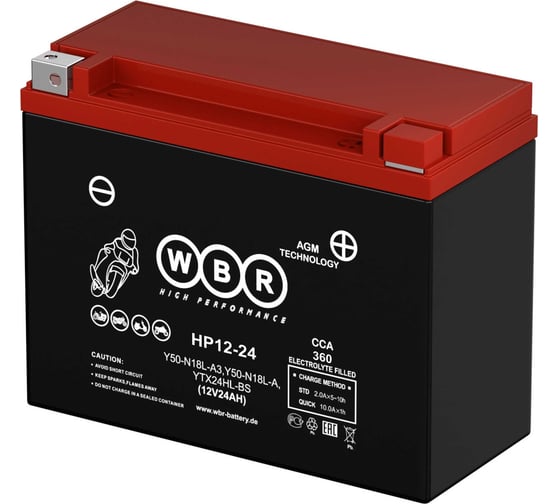 Изображение товара Мото аккумулятор WBR 12В, 24 Ач HPS12-24 УТ-00001925