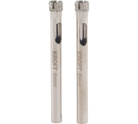 Изображение товара Коронка алмазная по керамике KROFT 6 мм, 2 шт, цилиндрический хвостовик 559536