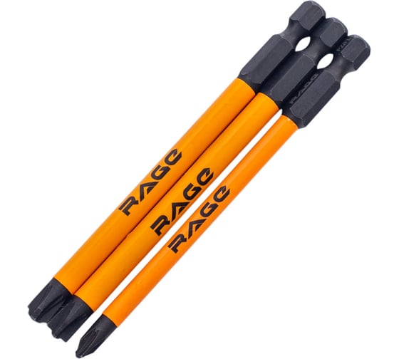 Изображение товара Биты магнитные RAGE By VIRA S2 PZ/FL1, PZ/FL2, PZ/FL3 x 100 мм, 3 шт 554293