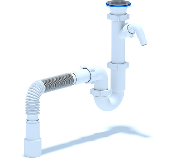 Изображение товара Сифон АНИ Пласт Ани 1 1/2 40 прямоточный с отводом для стиральной машины, с г/т 40x40/5 D1015