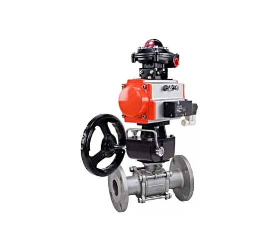 Изображение товара Шаровой кран DN.ru КШФПТ-ISO.316.180 Ду20 Ру40 с пневмоприводом, пневмораспределителем, БКВ D160-21980