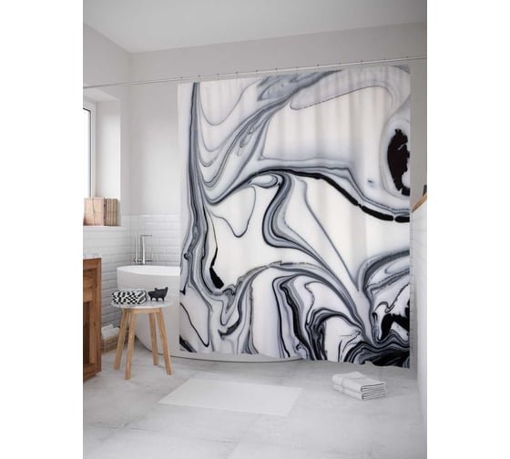 Изображение товара Штора (занавеска) для ванной JoyArty "Мрамор скинали" из сатена, 180х200 см с крючками, sc_37024