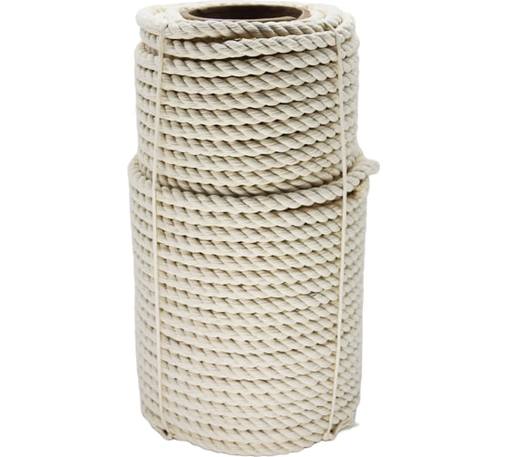 Изображение товара Хлопковая крученая декоративная веревка truEnergy 6 мм, бобина 50 м 12446