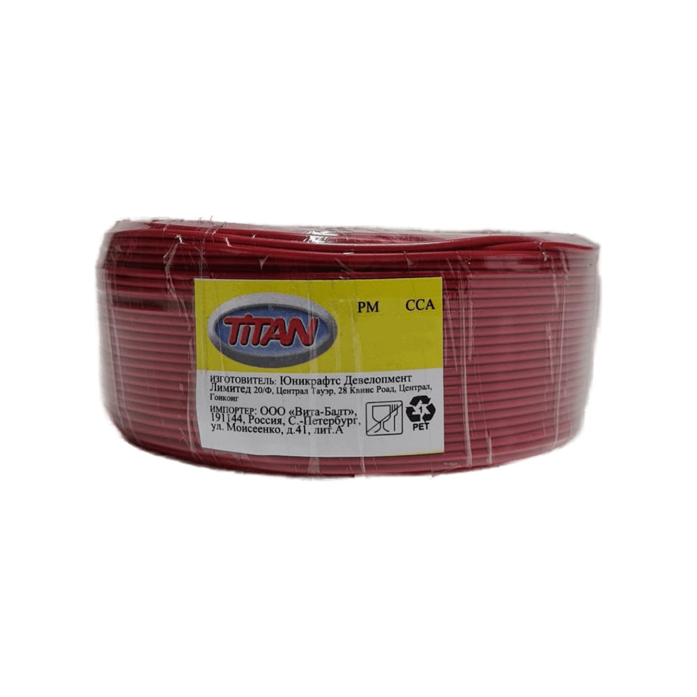 Провод PM Terminator 1,5 100м, сечение 1,5мм², Cu; красный Titan 0020549