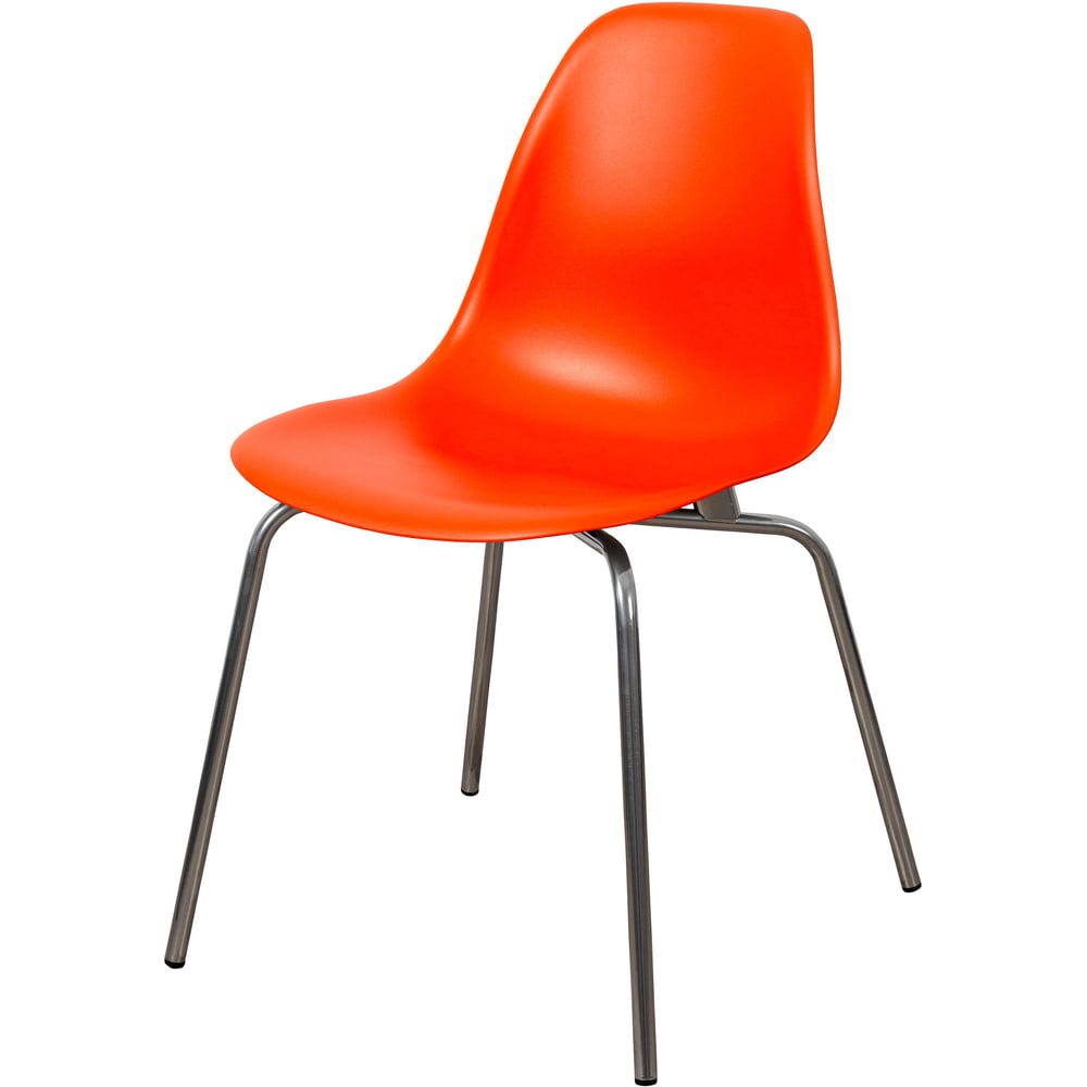 Стул DERSTUHL Elegant Chrom Eames, оранжевый DSL028.005 представляет собой современное решение для интерьера. Его каркас выполнен из прочного металла с хромированным покрытием, что обеспечивает надежность и долговечность конструкции. Сиденье и спинка изготовлены из полипропилена, что делает стул легким и простым в уходе. Прямоугольная форма спинки и сиденья обеспечивает комфорт при длительном использовании. Оранжевый цвет обивки добавляет яркости и оживляет пространство, создавая акцент в интерьере. Стул выдерживает нагрузку до 150 кг, что делает его подходящим для большинства пользователей. Компактные размеры и легкий вес в 5 кг позволяют легко перемещать стул и использовать его в различных помещениях.