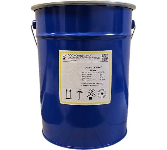 Изображение товара Эмаль Спецэмаль ООО ХВ-161 белая, нетто 25 кг 4687205766298