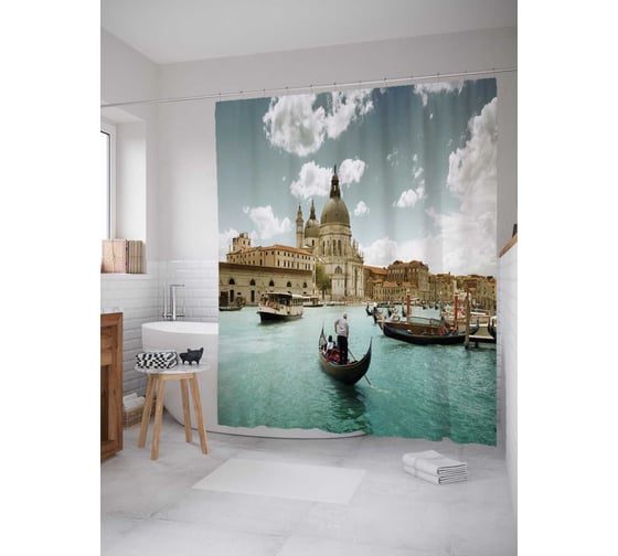 Изображение товара Штора (занавеска) для ванной JoyArty "Собор Санта-Мария-делла-Салюте" из сатена, 180х200 см с крючками, sc_37915