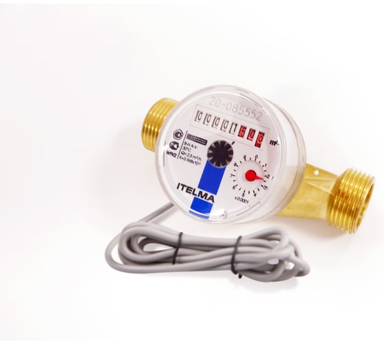 Изображение товара Счетчик холодной воды ITELMA (IP68, Ду=20мм, L=130мм, Qном=2,5 м3/ч, импульсный выход ГЕРКОН, класс защиты от пыли и влаги IP68) WFK24.E130-0-R-L-10-IP68