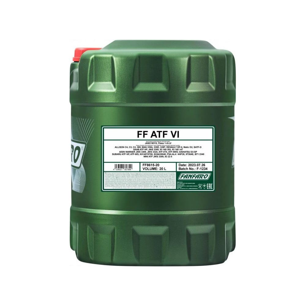 Изображение товара Синтетическое трансмиссионное масло FANFARO ATF VI 20 л FF8615-20-E
