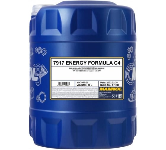 Изображение товара Синтетическое моторное масло MANNOL ENERGY FORMULA C4 5W30 20 л791720