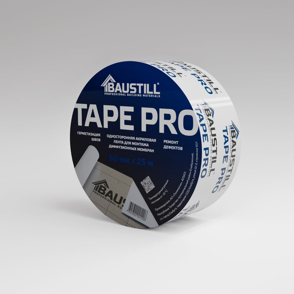 Изображение товара Односторонняя акриловая лента Baustill TAPE PRO 60ммх25м для пароизоляции и гидроизоляции