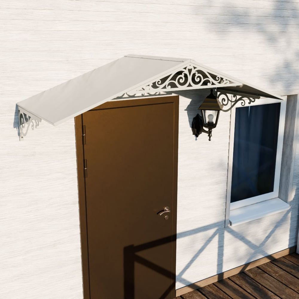 Изображение товара Козырек АрсеналЪ двускатный, стальной лист Классик+ белый (дом, дача, дверь, крыльцо) серия ARSENAL AVANT мод. . AR18K1B3I39-06