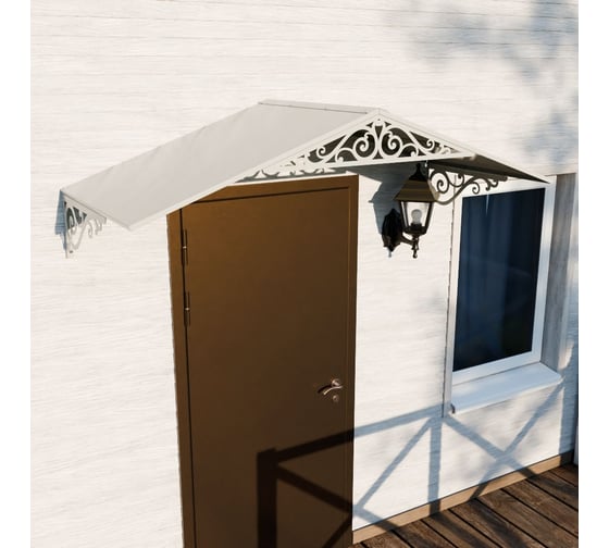 Изображение товара Козырек АрсеналЪ двускатный, стальной лист Классик+ белый (дом, дача, дверь, крыльцо) серия ARSENAL AVANT мод. . AR18K1B3I39-06