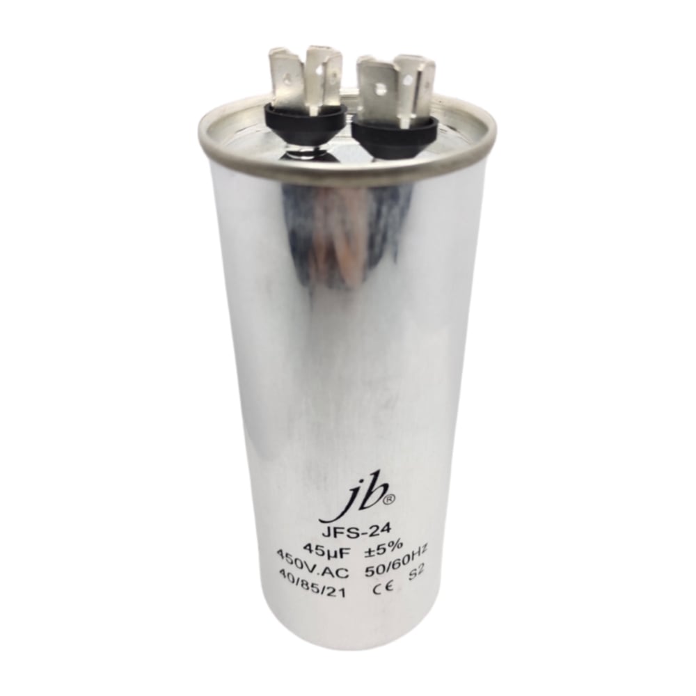 Изображение товара Конденсатор пусковой JB Capacitors 45мкФ, 450В, 55х110, JFS-24 (CBB65) Алюминевый корпус (клеммы), JFS24A6456J000000B-327