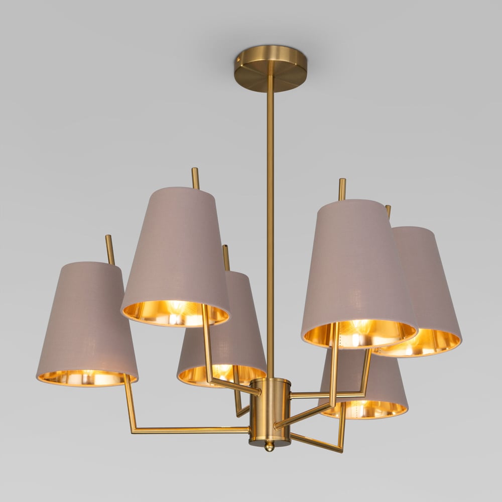 Изображение товара Потолочная люстра Eurosvet Topanga 60173/6 с тканевыми абажурами латунь арт-деко