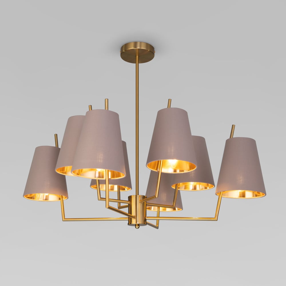 Изображение товара Потолочная люстра Eurosvet Topanga 60173/8 с тканевыми абажурами латунь